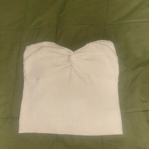 Knit strapless cream top